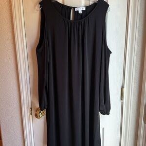 NWT BOUTIQUE COLD SHOULDER NAVY BLACK LONG SLEEVE DRESS SZ 1X